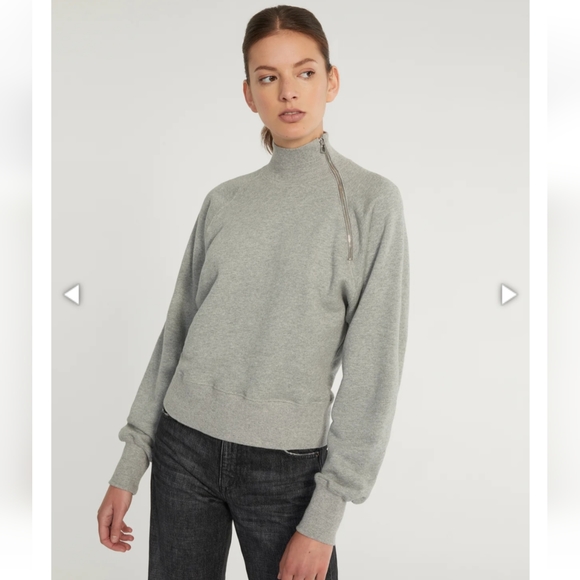Marissa Webb So Upright French Terry Funnel Neck Zip Sweatshirt - Picture 1 of 10